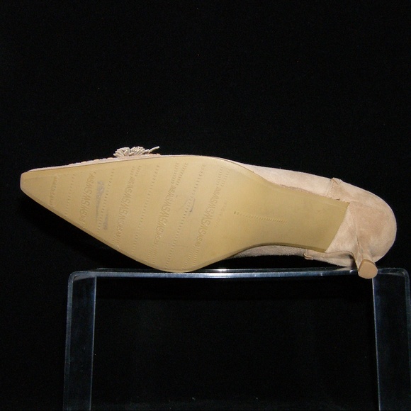 Stuart Weitzman suede pointy tassel loafer heel 6M - Picture 3 of 8